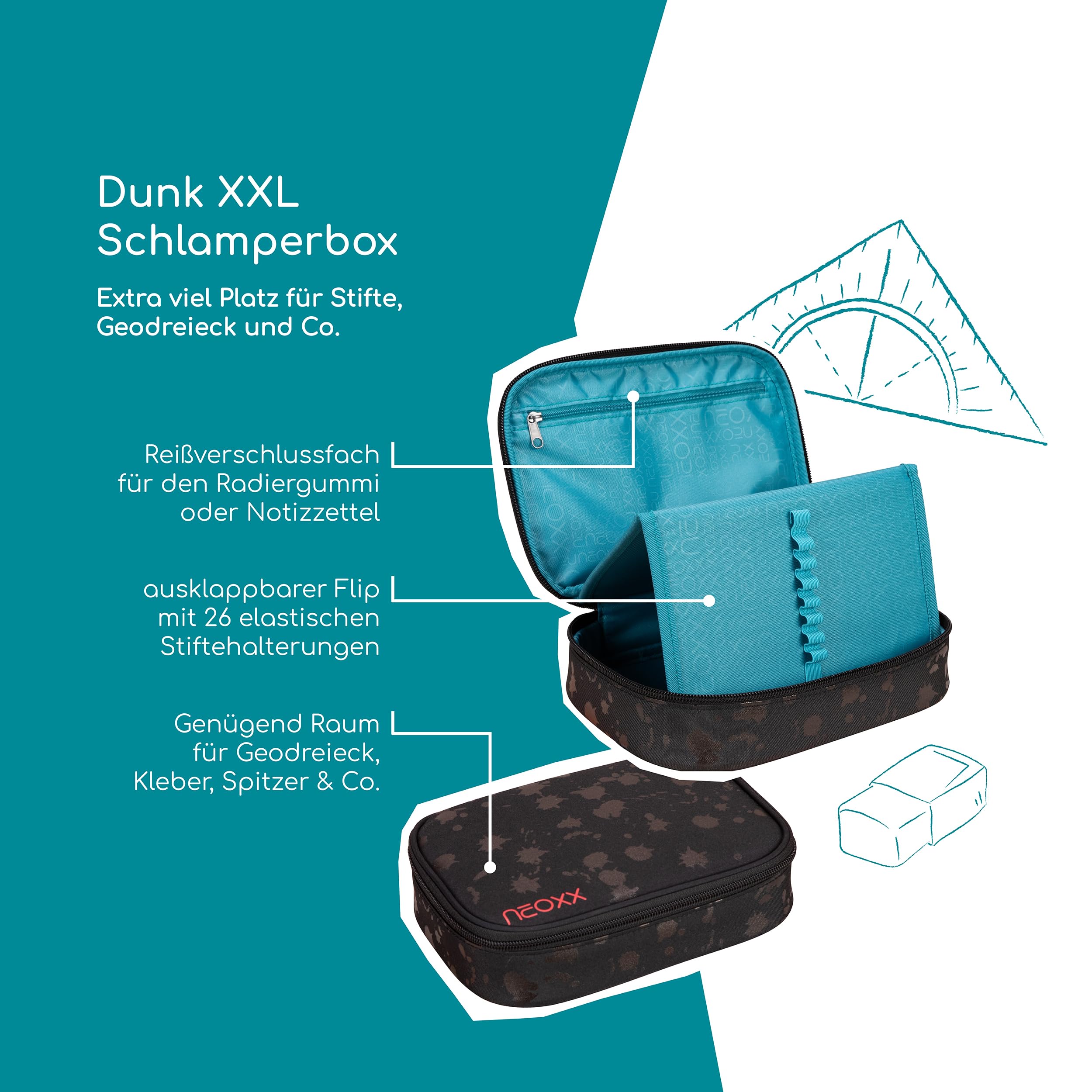 neoxx-dunk-schlamperbox-splash-in-black-23-5-x-17-x-6-5-cm image 2