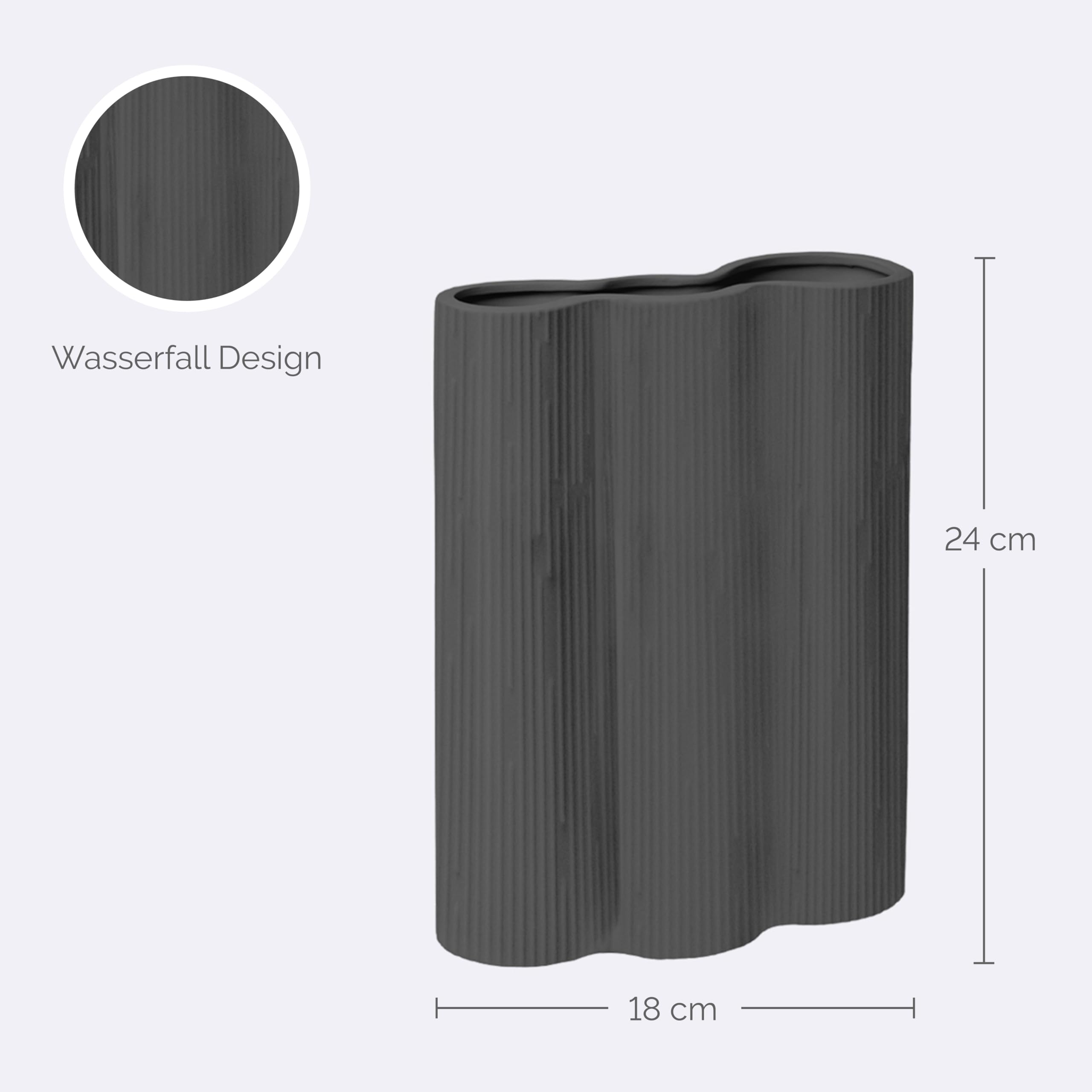 chic-mic-rua-keramik-vase-waterfall-24-cm-anthracite-ceramic image 2
